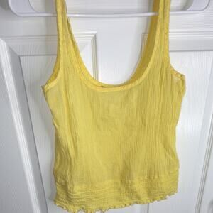 Love Squared Yellow 100% Cotton Scoop Neck Sleeveless Tank Top Large